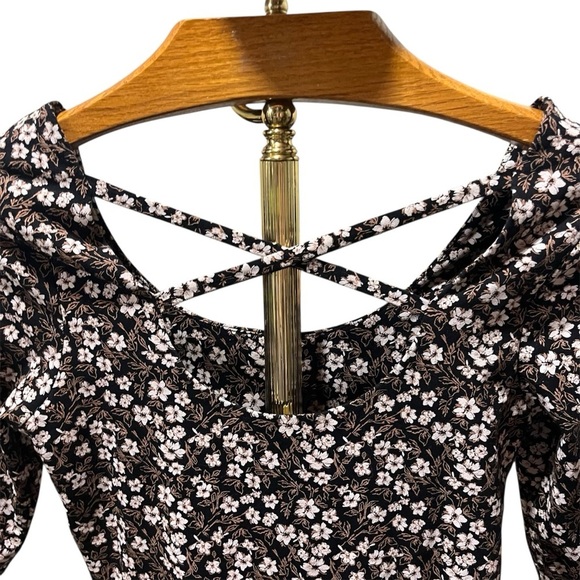 Pact Black White Gold Floral Organic Cotton Midi Dress - Picture 6 of 12